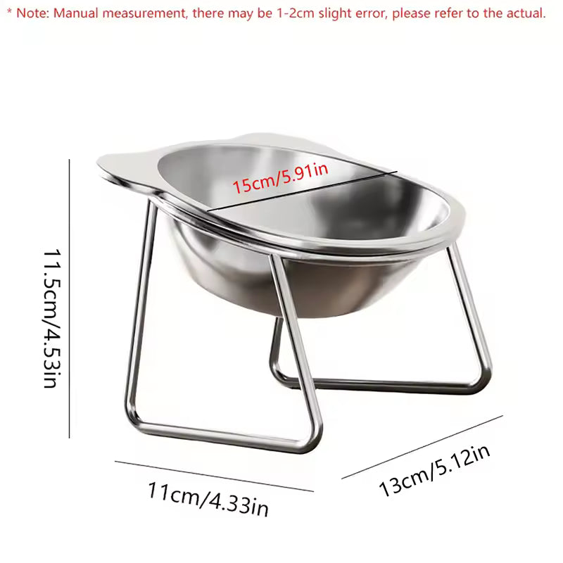 Tilted Stainless Steel Cat Bowl with Metal Stand