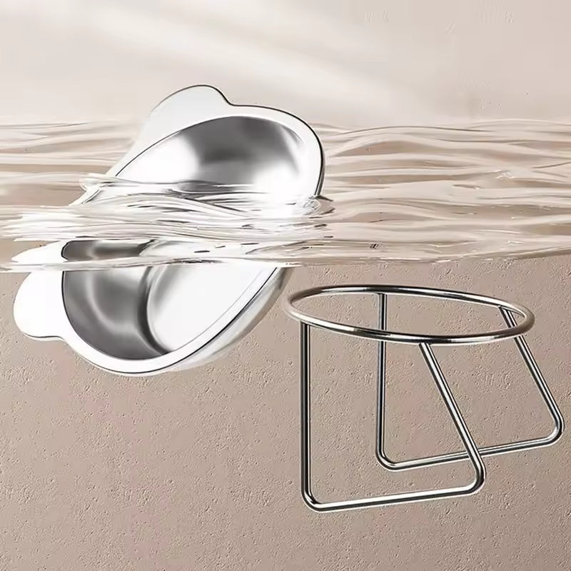 Tilted Stainless Steel Cat Bowl with Metal Stand