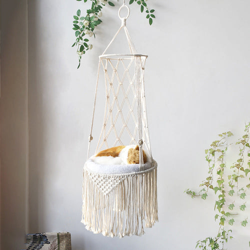 Macrame Hanging Cat Hammock Bed